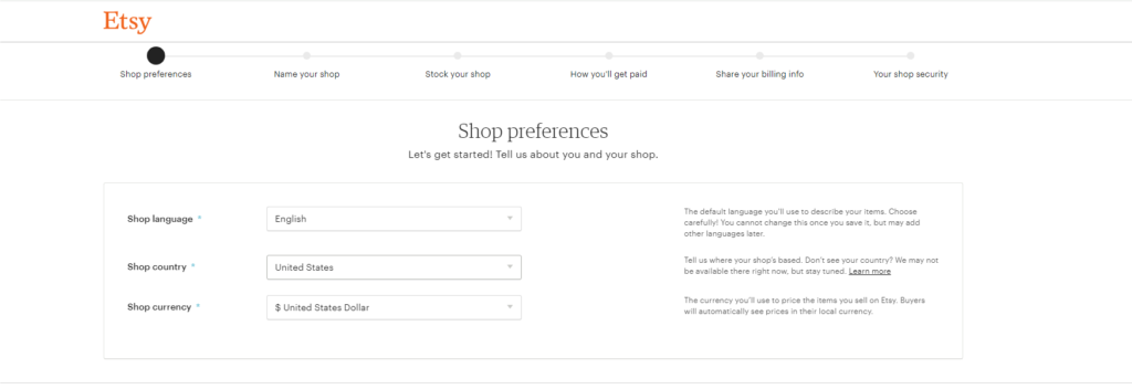 Shop Preferences