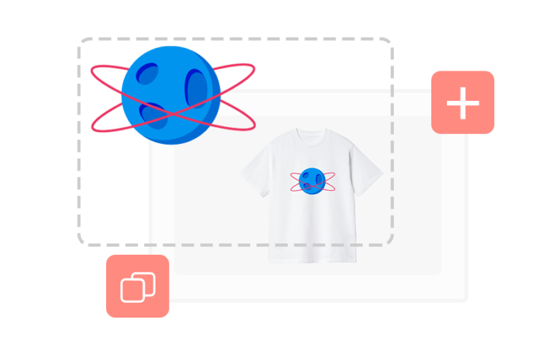 Mockup editor placing a custom graphic onto a t-shirt design