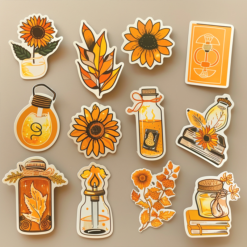 Die-cut stickers designed with many daily necessities