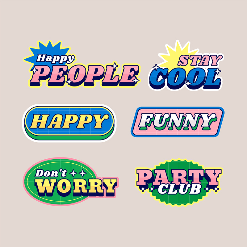 Stickers with lots of funny text