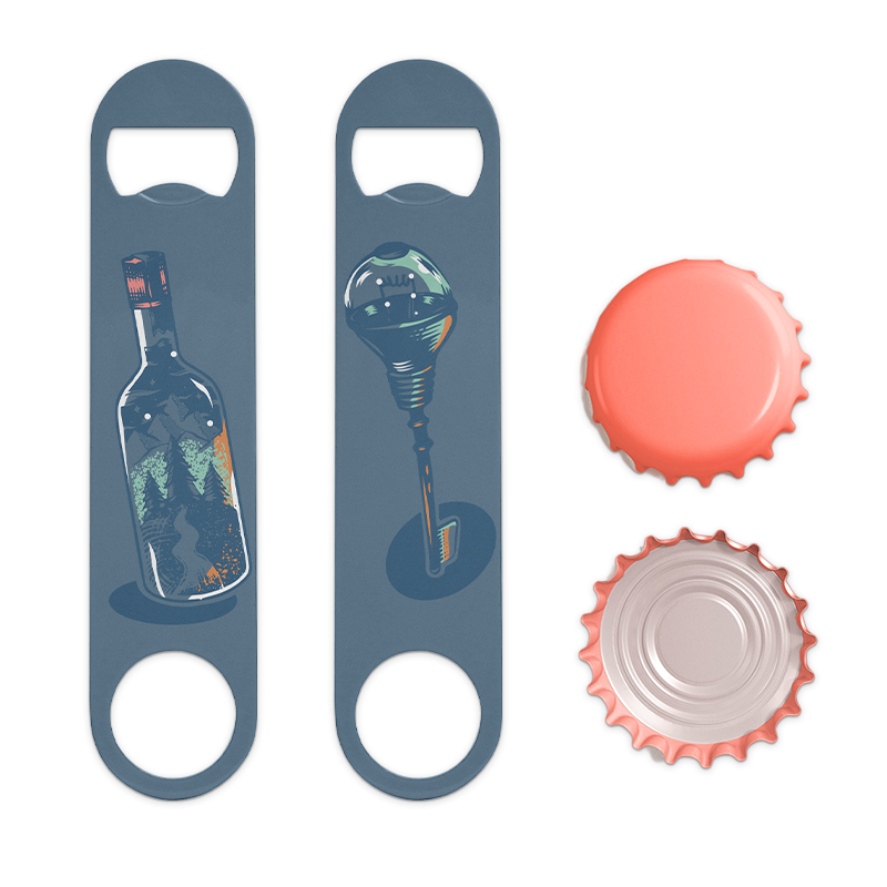 Two already designed bottle openers and two beer bottle caps