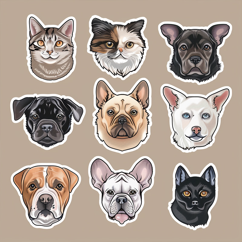 Stickers with lots of animal faces