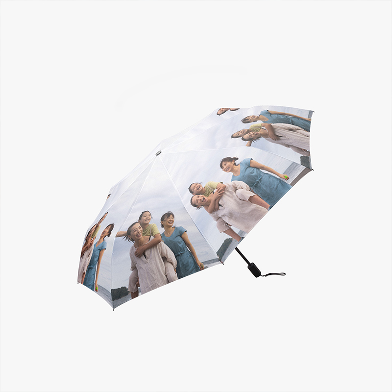 Umbrella with pictures of family members