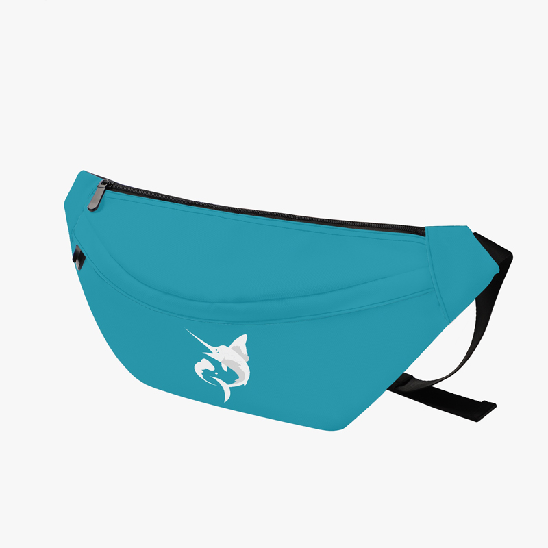 Blue fanny pack with logo