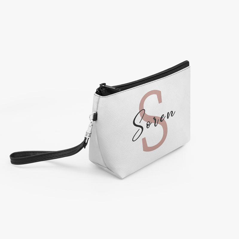 Makeup bag with personalized text