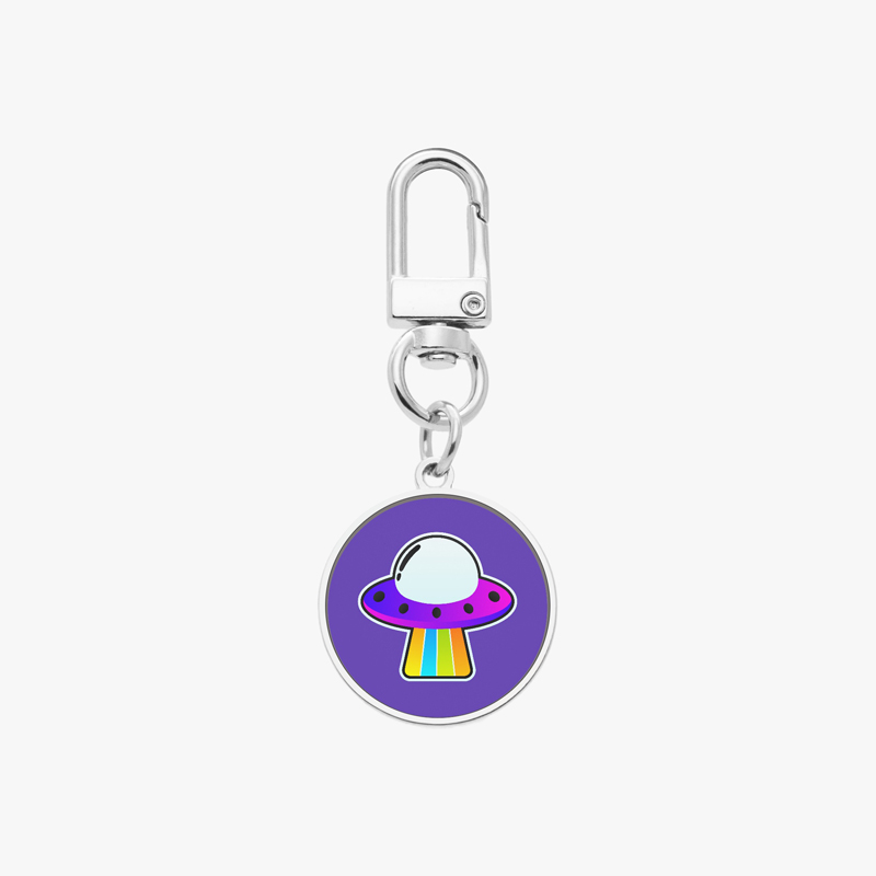 Cartoon keychain with spaceship pattern