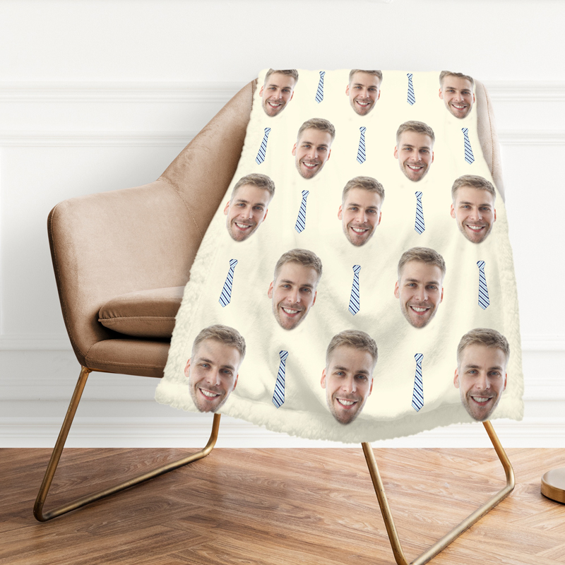 A blanket with a character's face is placed on a stool