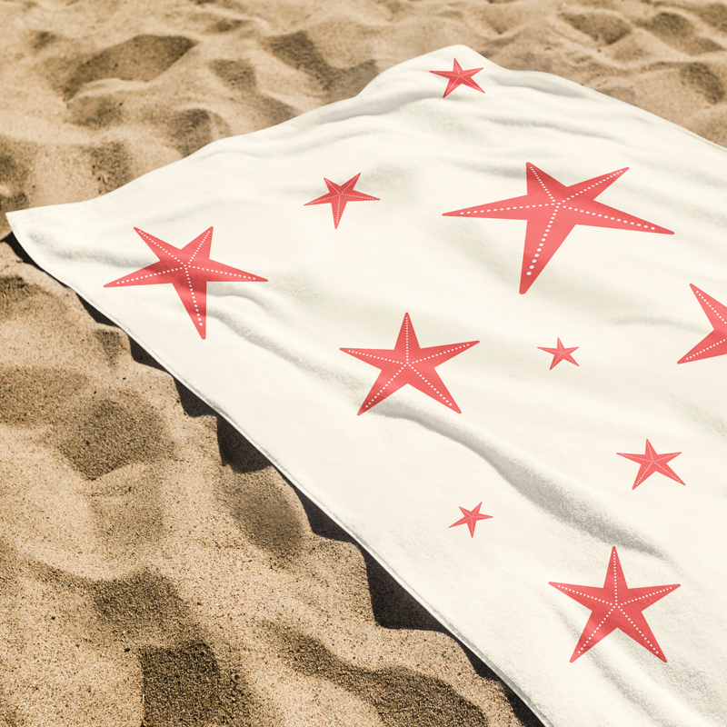 Beach towel with cartoon starfish