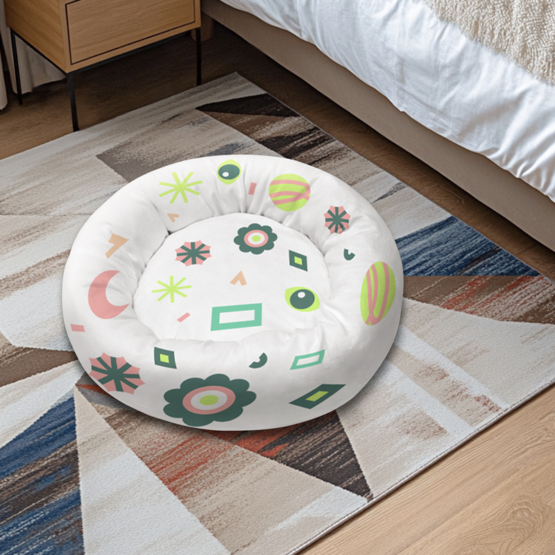 Pet bed with minimalist illustration