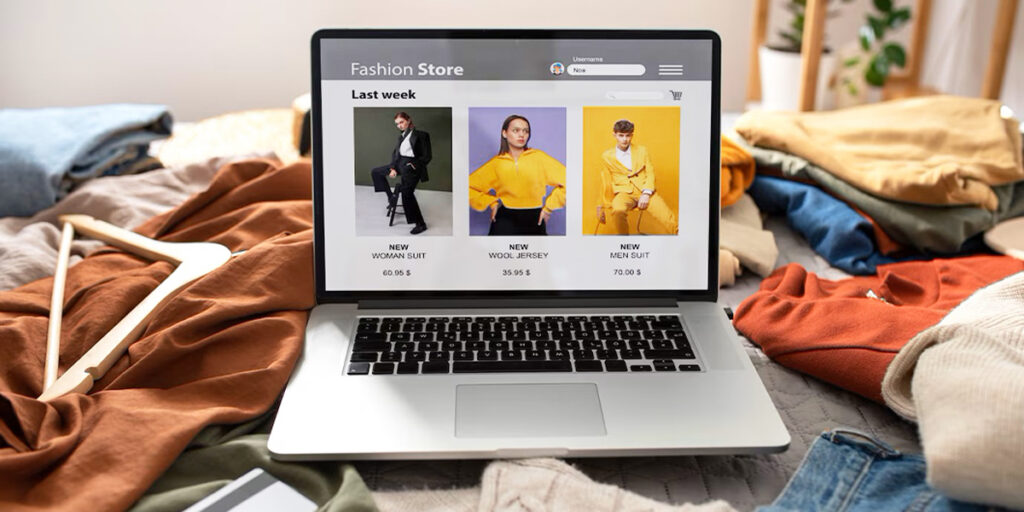 A page for selling clothing stores appeared on a computer