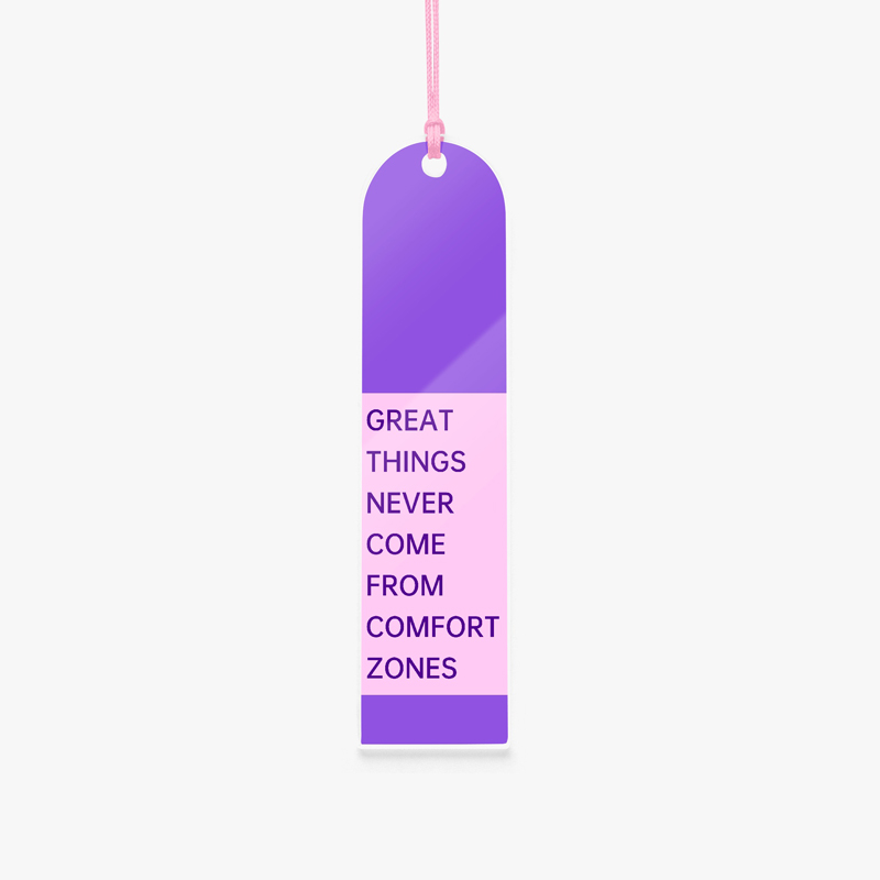 Acrylic purple bookmark with famous quote