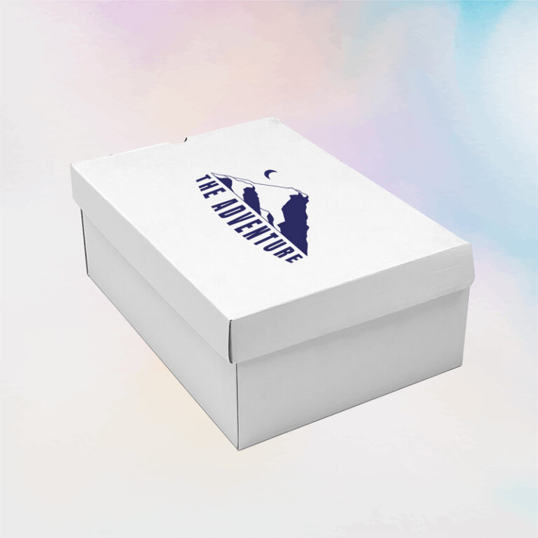 Branded shoe box with custom logo for an influencer merch unboxing