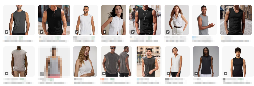 A lot of sleeveless shirts