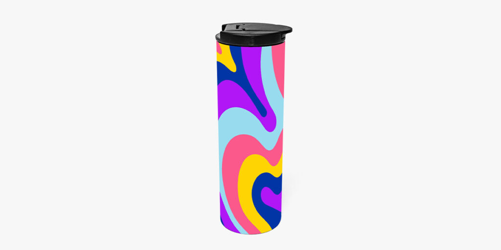 A tumbler with an abstract design