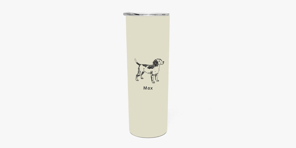 A tumbler with a pet dog design