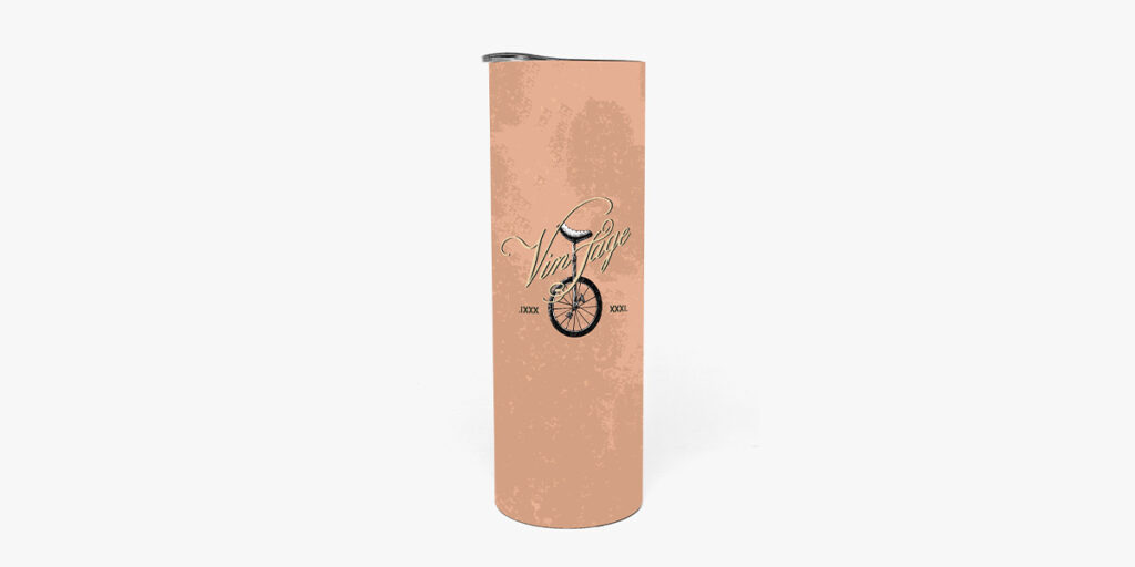 A tumbler with a retro design