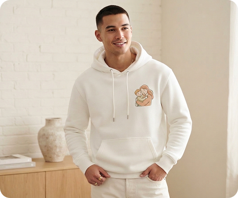 Embroidered pullover hoodie apparel