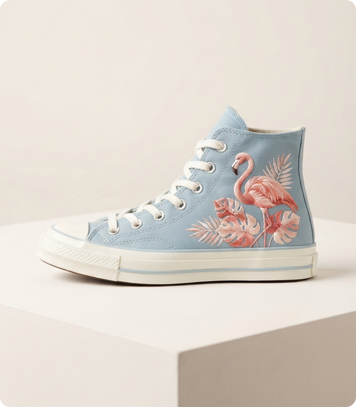 High top sneakers with embroidered design, a JetPrint exclusive