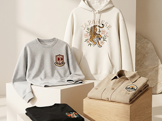Embroidered pullover hoodie apparel