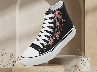 High top sneakers with embroidered design, a JetPrint exclusive