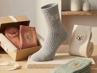 Custom logo socks with embroidered motif