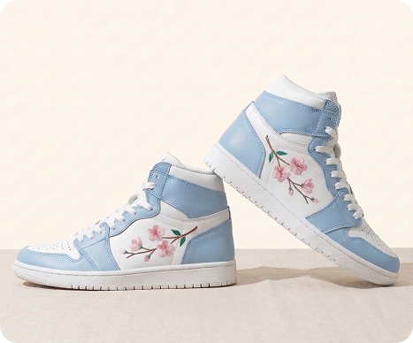 Custom shoes with logo, flamingo print design
