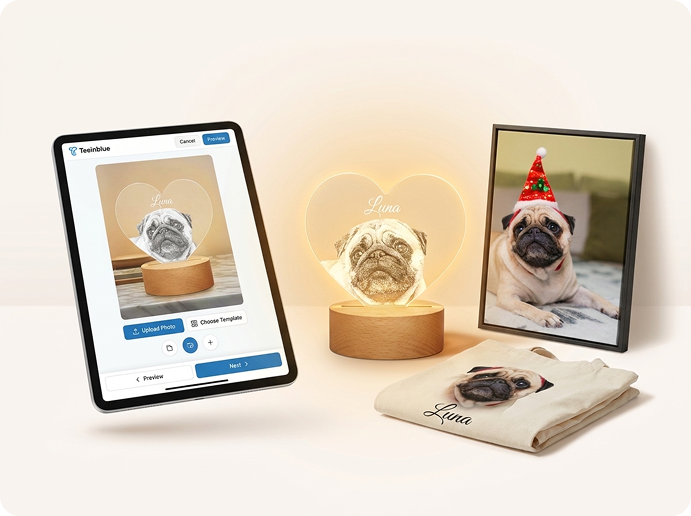Personalized print on demand products designed with Teeinblue and fulfilled by JetPrint